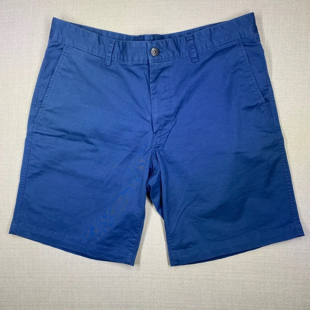 The North Face Mens Blue Chino Shorts Size 36 Regular Flat Front Cotton Twill
